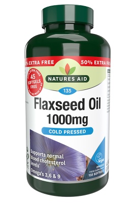 Natures Aid Flaxseed Oil 1000mg 90 Softgels + 45 Free